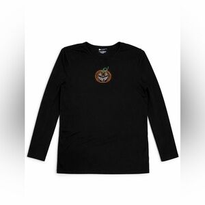 Designers Originals Black Long Sleeve Tee with Pumpkin Design